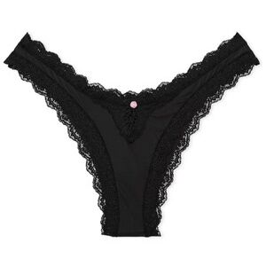 NWT Victoria's Secret Dream Angels Lace-Trim Brazilian Panty Black (Size XS)